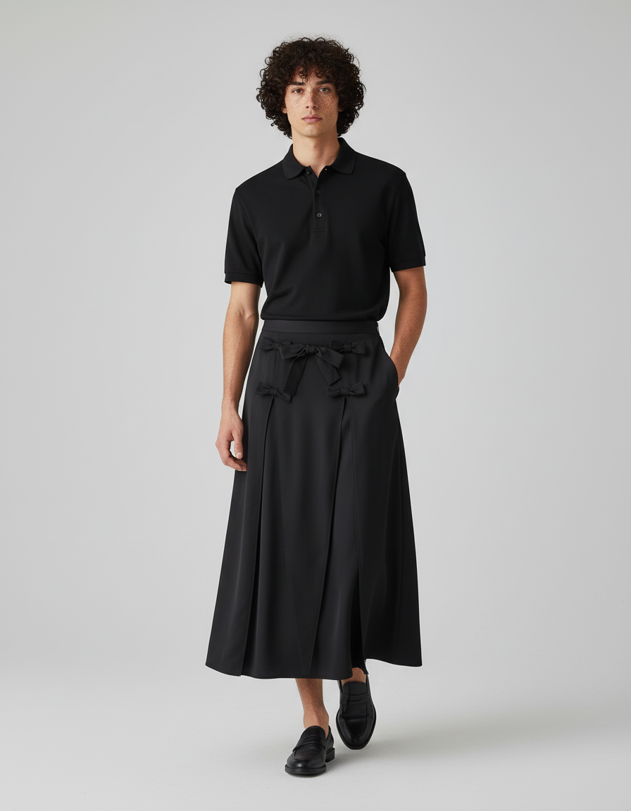 Jupe Homme Noire À Nœuds Décontractée