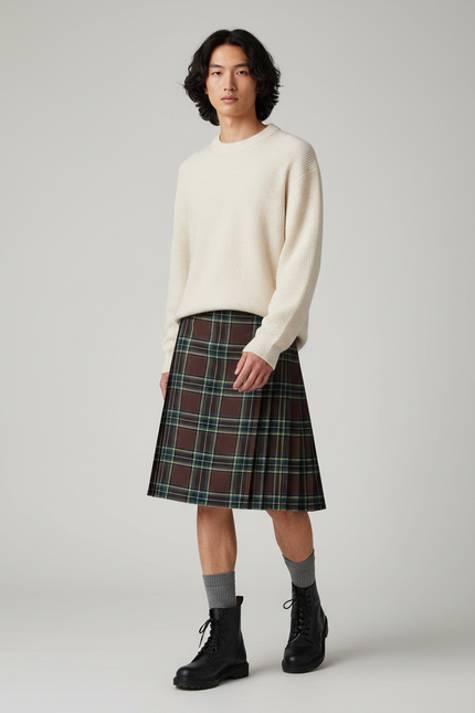 Jupe Homme Plissée Écossaise Décontractée