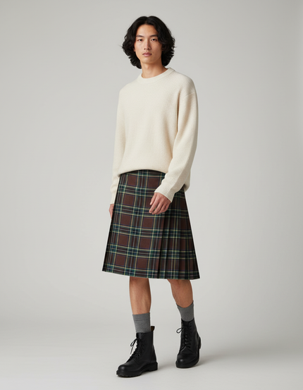 Jupe Homme Plissée Écossaise Décontractée