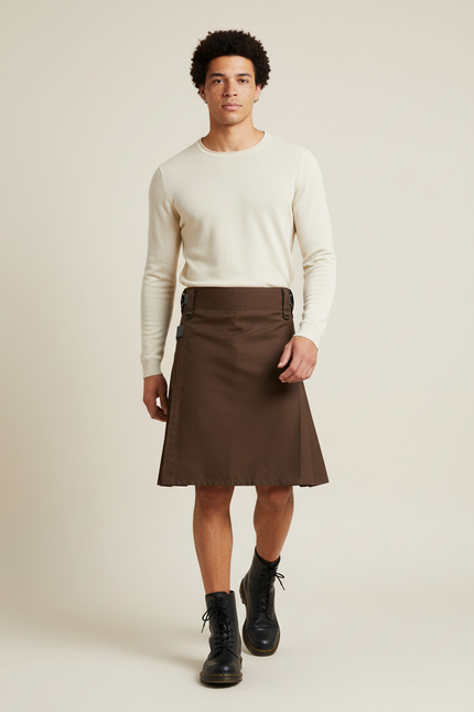 Jupe Homme Marron Plissée