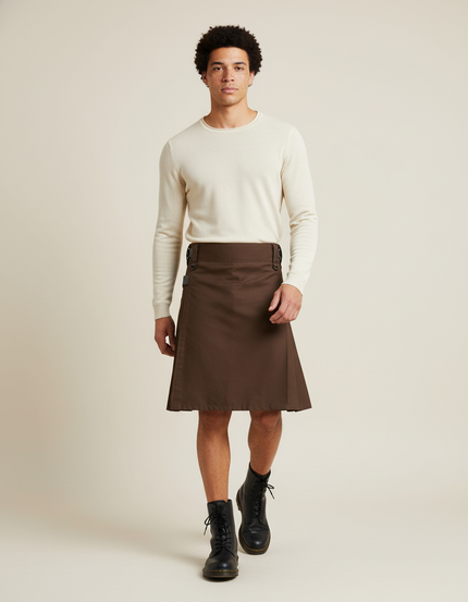 Jupe Homme Marron Plissée