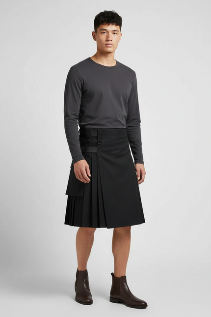 Jupe Homme Noire Plissée Gothique