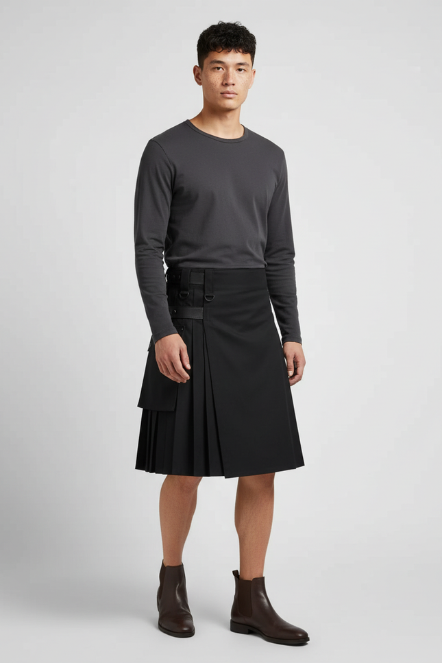 Jupe Homme Noire Plissée Gothique