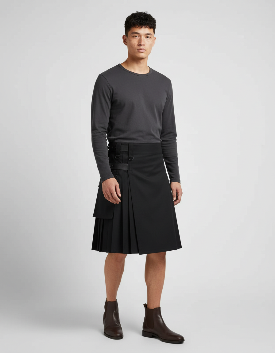 Jupe Homme Noire Plissée Gothique