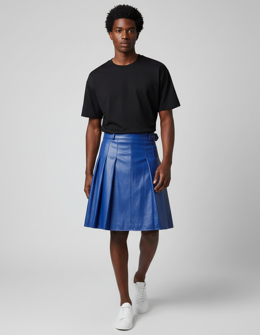 Jupe Homme Bleue Plissée Punk