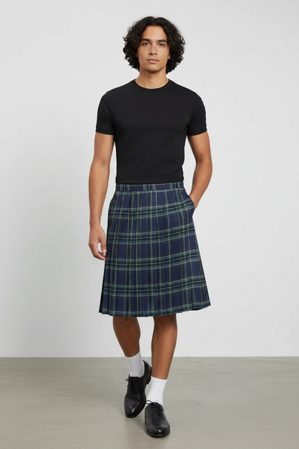 Jupe Homme Plissée Tartan Élégante