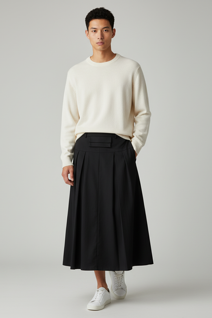 Jupe Homme Noire Plissée Fluide Aérienne