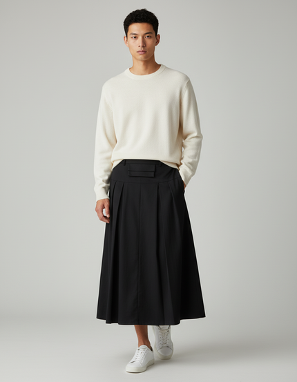 Jupe Homme Noire Plissée Fluide Aérienne