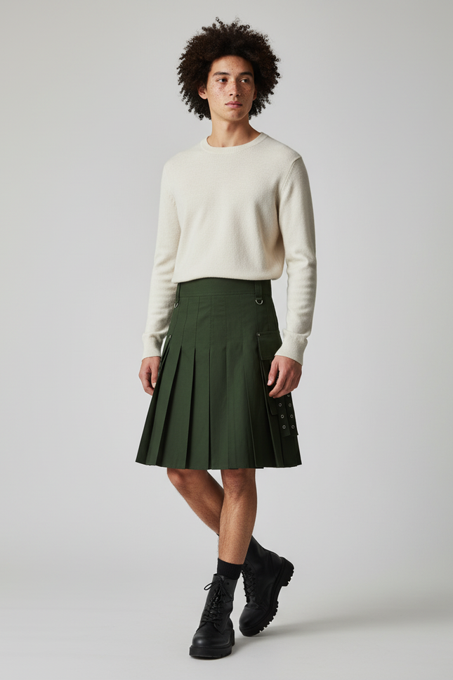 Jupe Homme Verte Festival Plissée