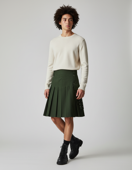 Jupe Homme Verte Festival Plissée