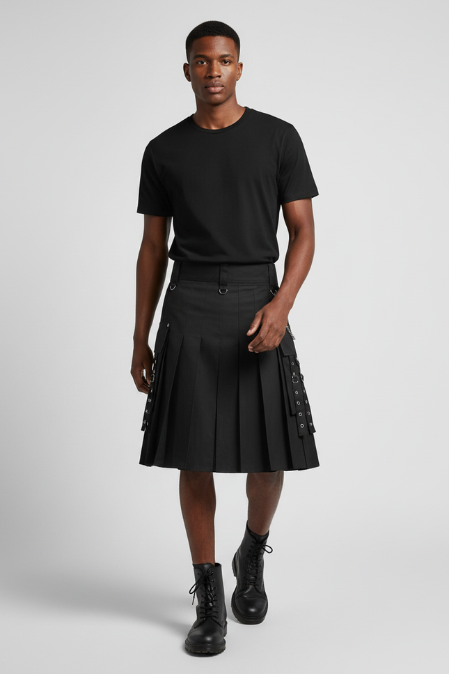 Jupe Homme Noire Plissée Chic Contemporaine