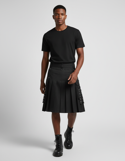 Jupe Homme Noire Plissée Chic Contemporaine