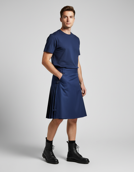 Jupe Homme Écossaise Bleue Plissée