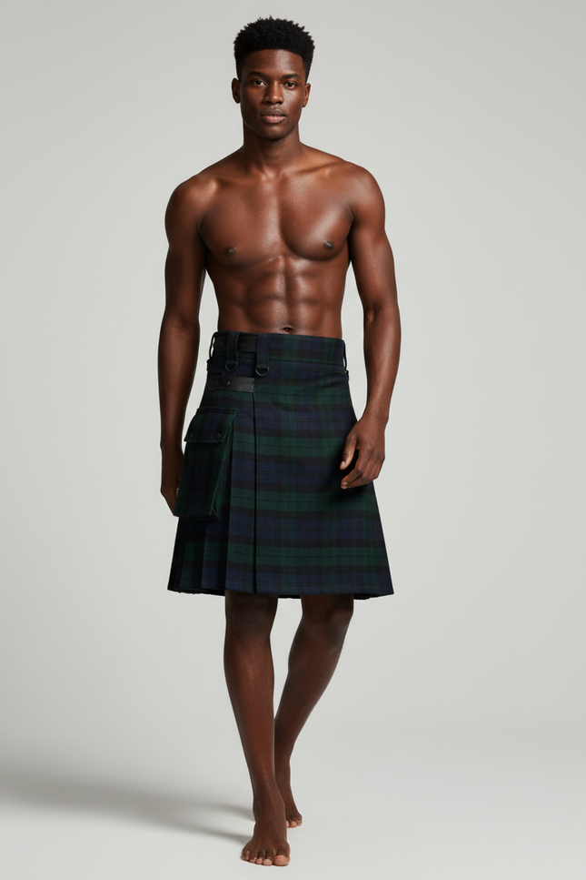 Jupe Homme Tartan Vert Plissée