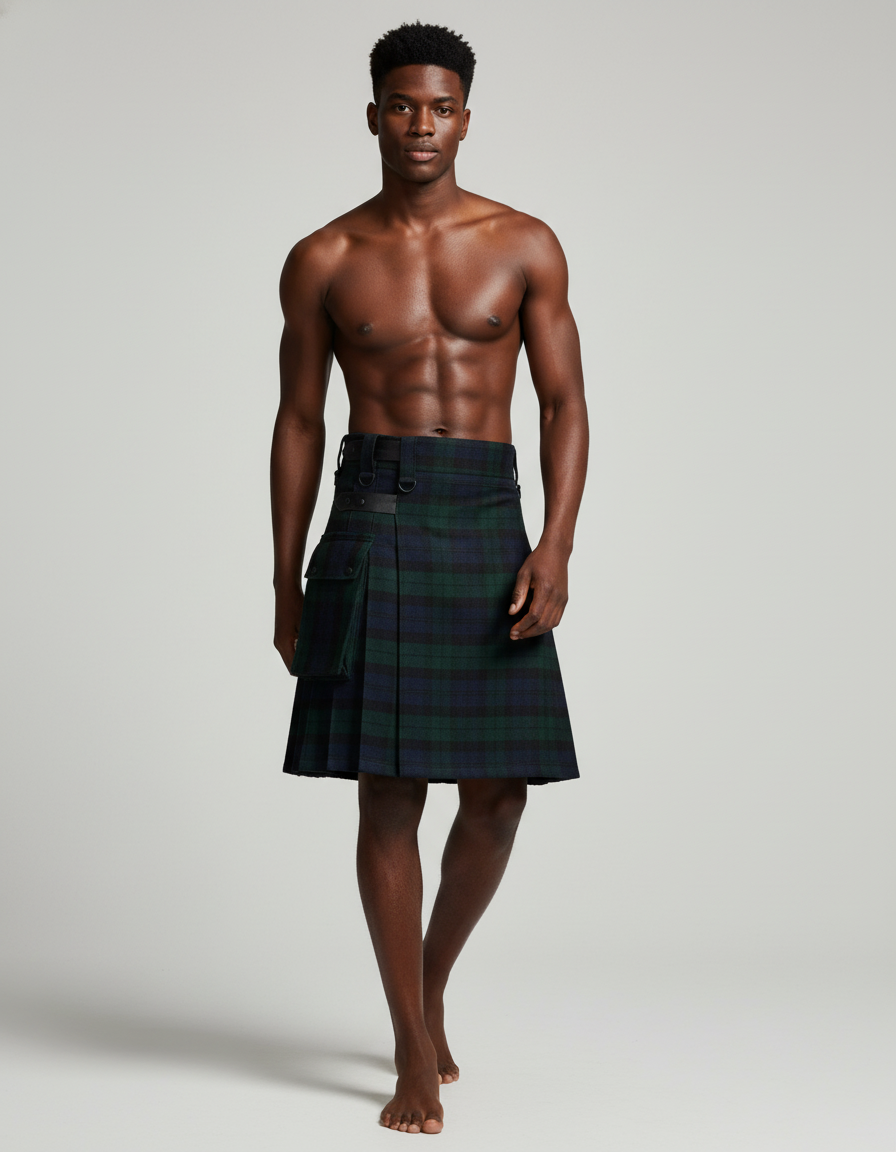 Jupe Homme Tartan Vert Plissée