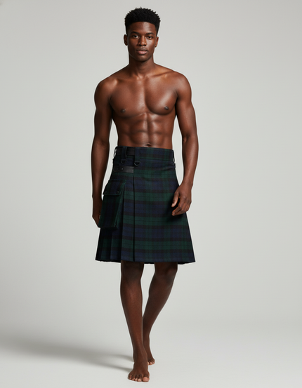 Jupe Homme Tartan Vert Plissée
