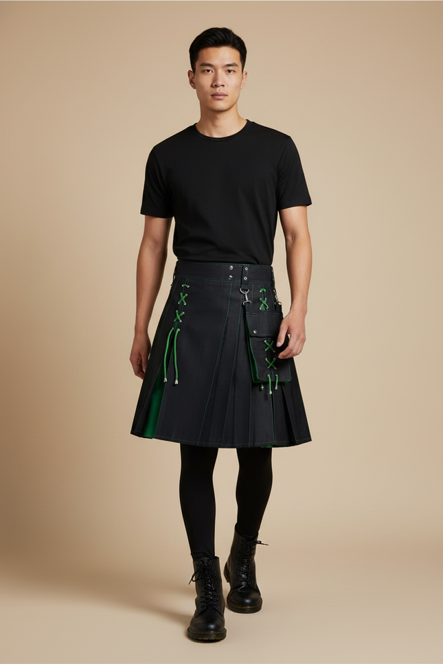 Jupe Homme Noire Plissée Médiévale