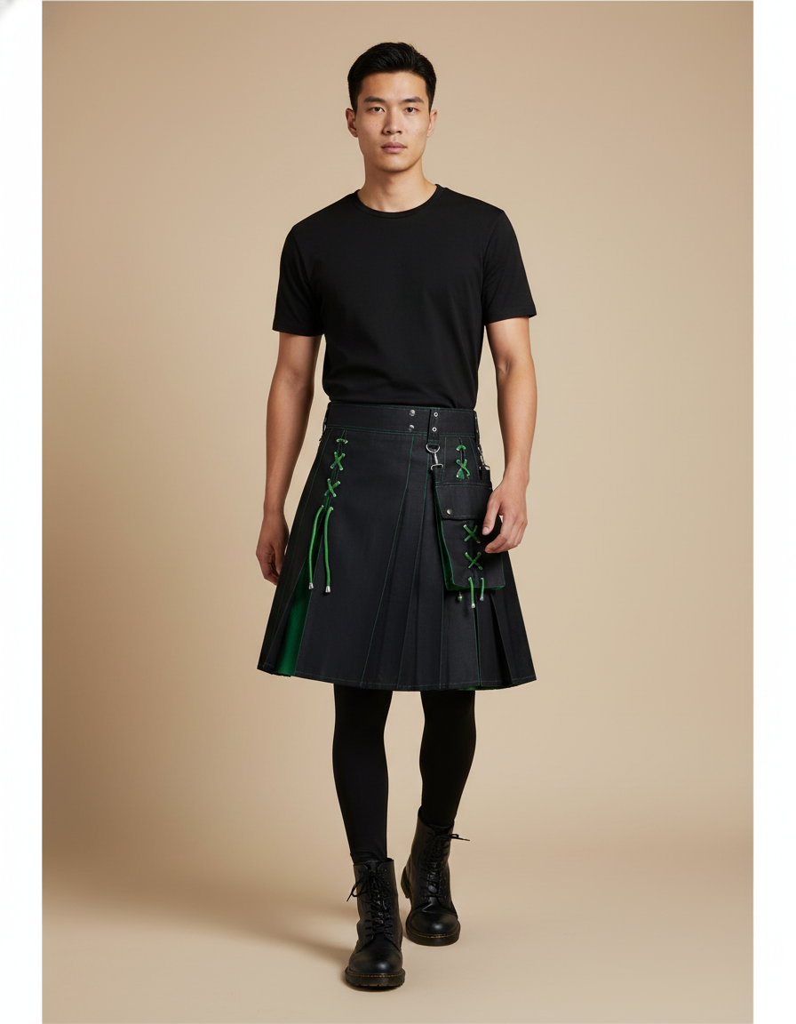 Jupe Homme Noire Plissée Médiévale