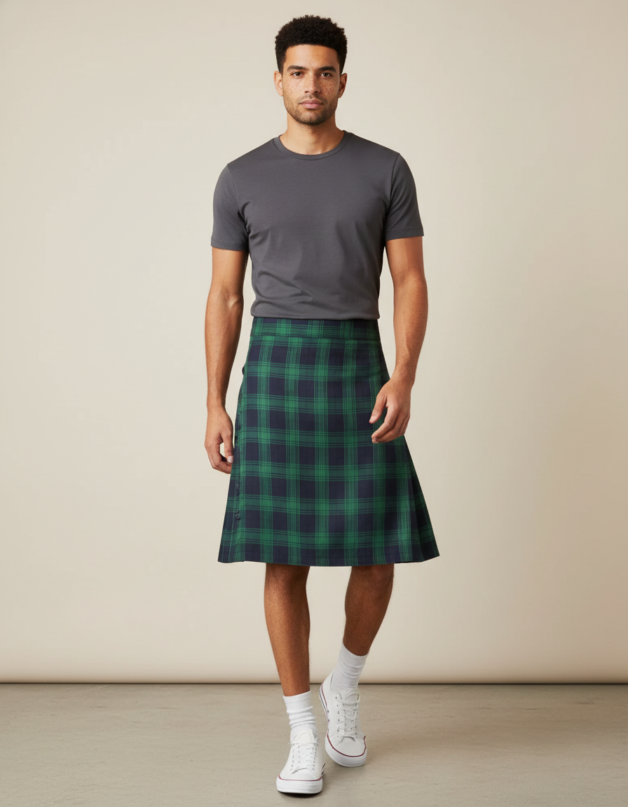 Jupe Homme Écossaise Vert Marine Plissée