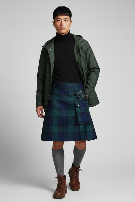 Jupe Homme Écossaise Plissée Décontractée Naturelle