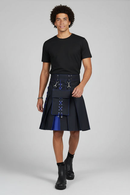 Jupe Homme Plissée Bicolore Utilitaire