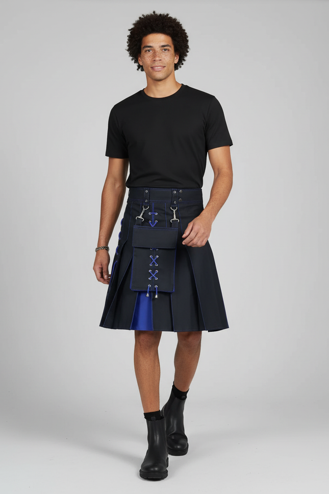 Jupe Homme Plissée Bicolore Utilitaire