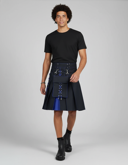 Jupe Homme Plissée Bicolore Utilitaire