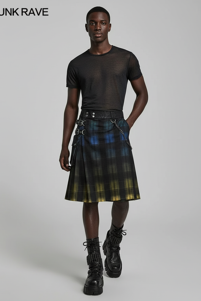 Jupe Homme Plaid Dégradé Plissée