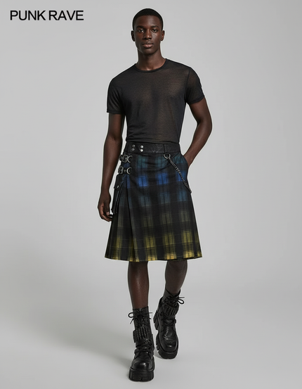 Jupe Homme Plaid Dégradé Plissée