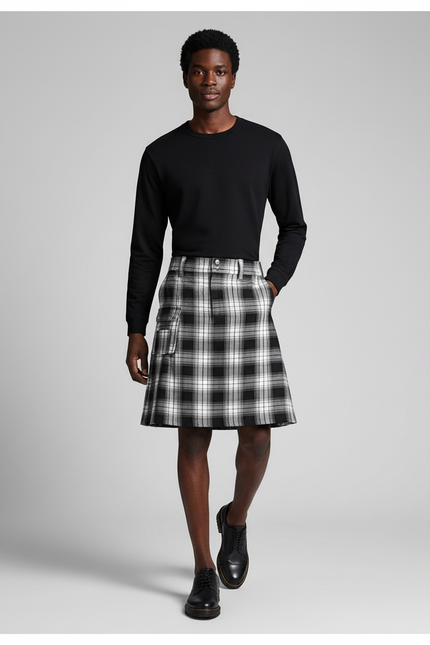 Jupe Homme Tartan Plissée Chic Formelle