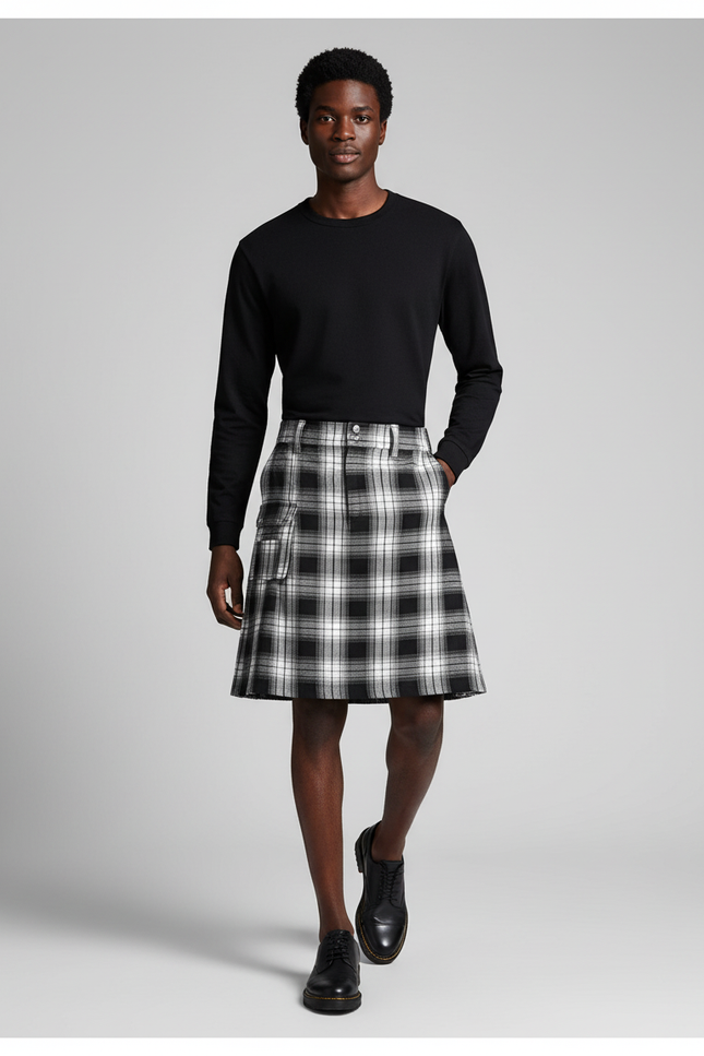 Jupe Homme Tartan Plissée Chic Formelle
