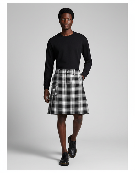 Jupe Homme Tartan Plissée Chic Formelle