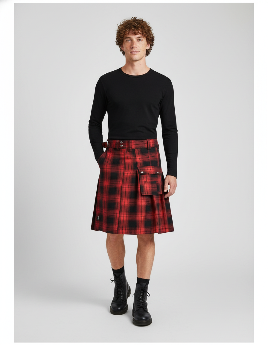 Jupe Homme Écossaise Plissée Moderne