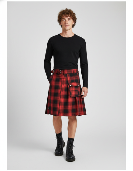 Jupe Homme Écossaise Plissée Moderne