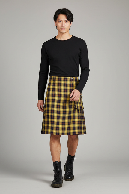 Jupe Homme Tartan Plissée Décontractée
