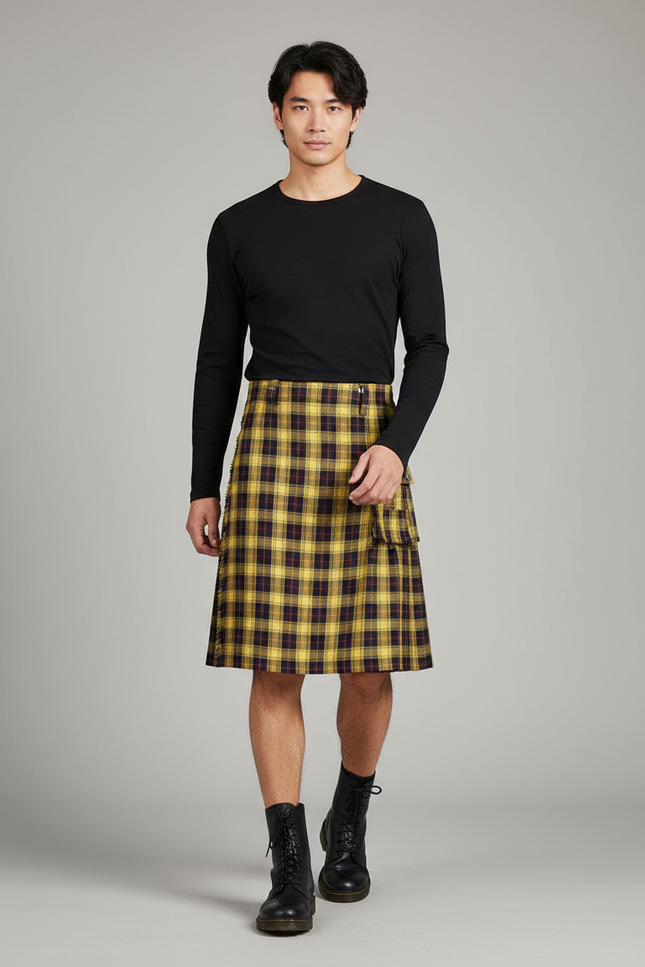 Jupe Homme Tartan Plissée Décontractée