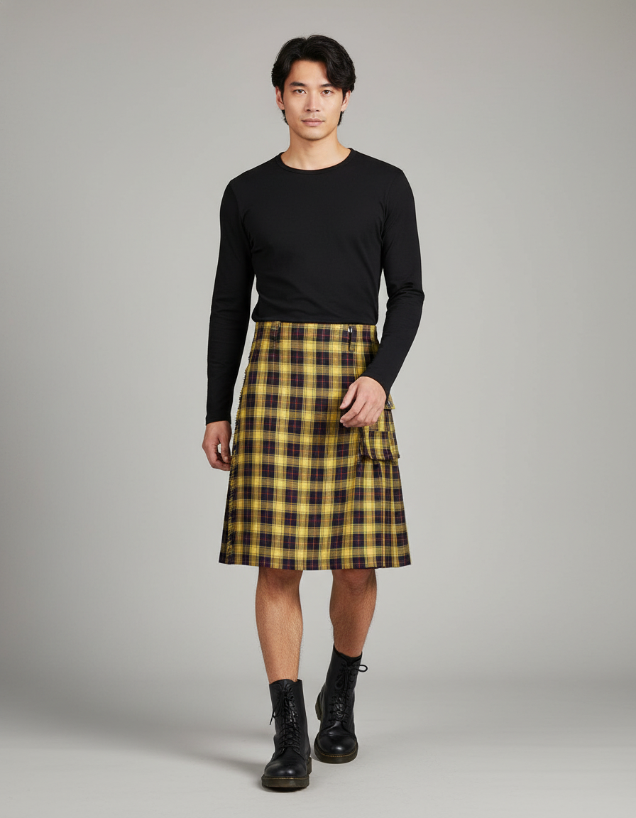 Jupe Homme Tartan Plissée Décontractée
