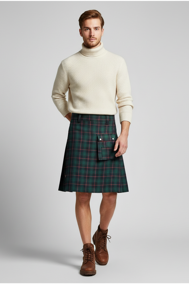 Jupe Homme Écossaise Plissée Utilitaire