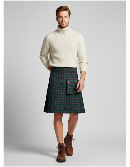 Jupe Homme Écossaise Plissée Utilitaire