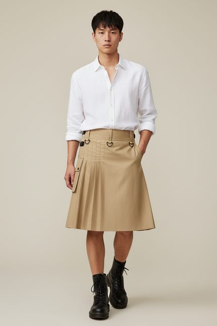 Jupe Homme Beige Plissée Chic