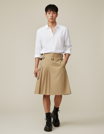 Jupe Homme Beige Plissée Chic