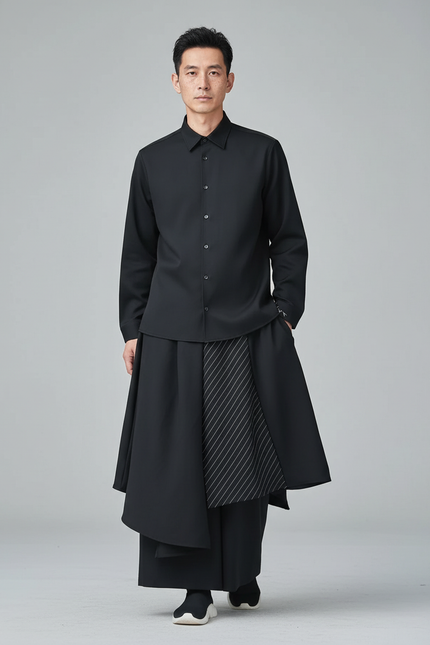 Jupe Homme Noire Asymétrique Chic