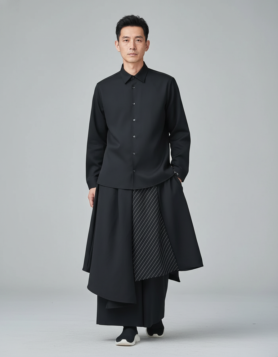 Jupe Homme Noire Asymétrique Chic