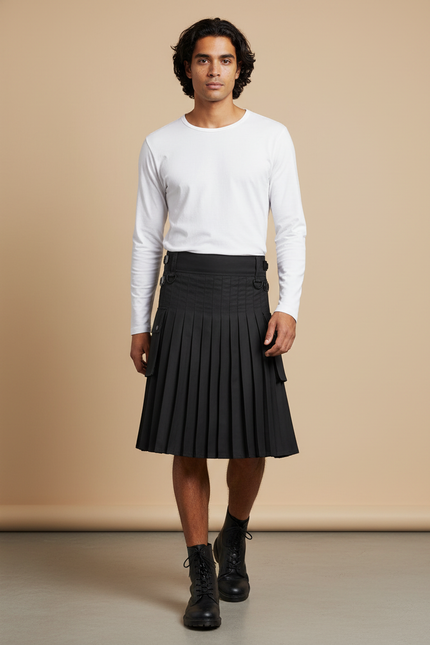 Jupe Homme Noire Plissée