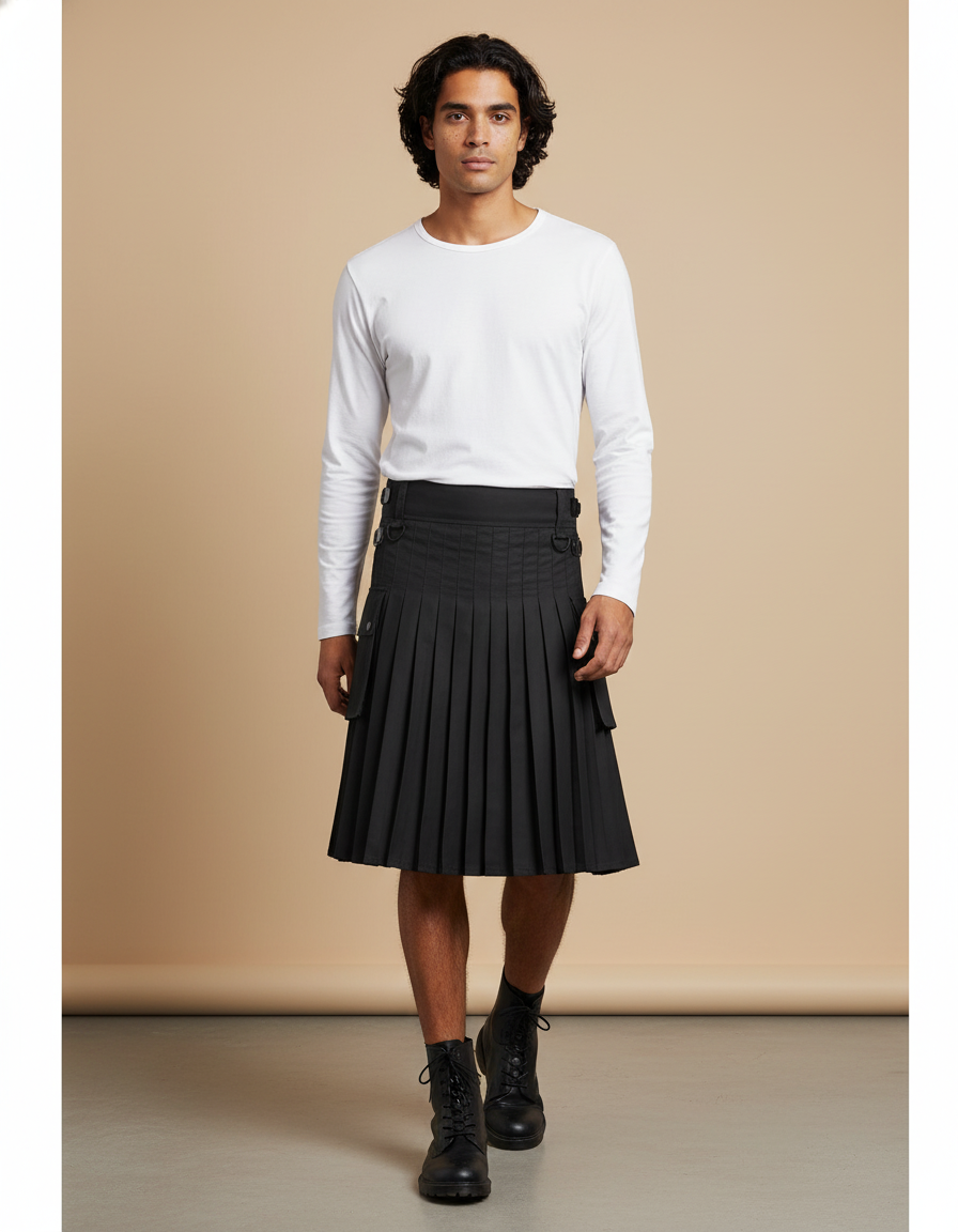 Jupe Homme Noire Plissée