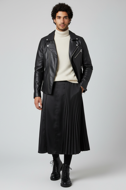 Jupe Homme Noire Plissée Décontractée Relax