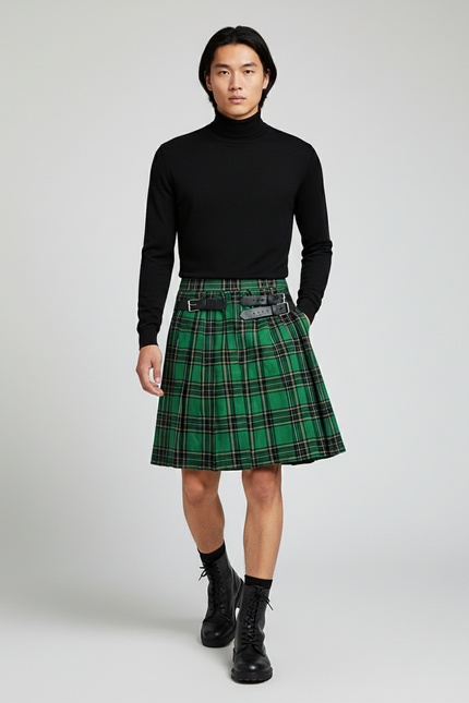 Jupe Homme Verte Écossaise Plissée Originale