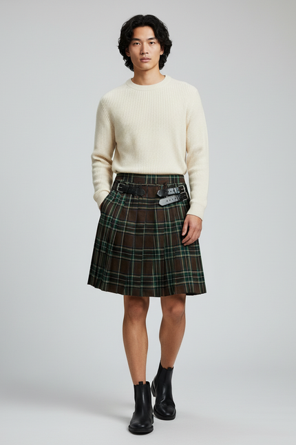 Jupe Homme Écossaise Plissée Chic Élégante