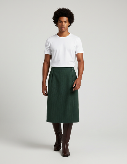 Jupe Homme Vert Côtelée Décontractée