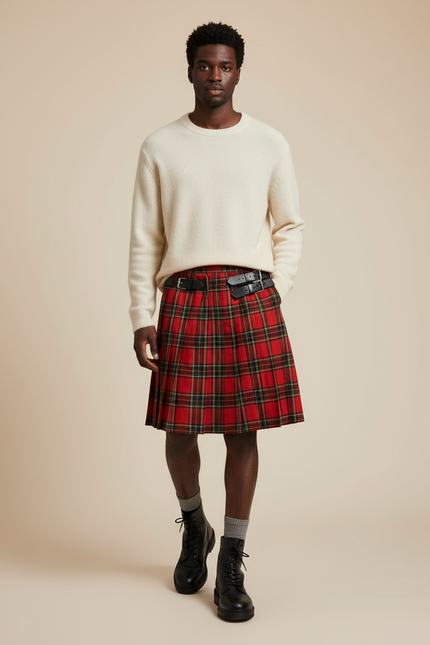 Jupe Homme Écossaise Plissée Chic Raffinée